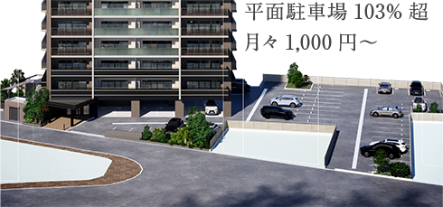 平面駐車場103%超月々1,000円～